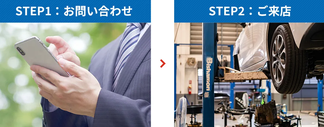 STEP1：お問い合わせ　STEP2：ご来店